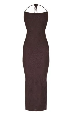 Chocolate Brown Textured Cowl Tie Back Ruched Bum Midaxi Dress -Women Clothing Shop 767468b7c3d4b3504bfdb63845907c641eab69ec cnd7623 5