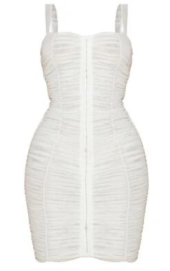 Shape White Mesh Ruched Hook And Eye Detail Bodycon Dress -Women Clothing Shop 7ba7259d92fdec3c3cd0ccf3248ba8fe57f6b57f cmw7602 6