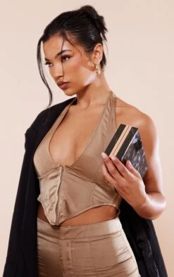 Dark Khaki Satin Hook & Eye Cut Out Halter Midi Dress 10 Dark Khaki Satin Hook & Eye Cut Out Halter Midi Dress -Women Clothing Shop 7d49b90301579cac5fa72531d470d75a43025e95 cnc7723 4