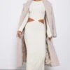 Cream Textured Rib Cross Cut Out Maxi Dress