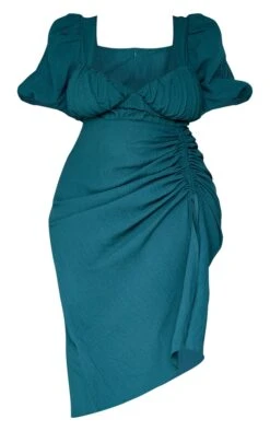 Plus Emerald Green Puff Sleeve Ruched Side Split Midi Dress -Women Clothing Shop 830bde3d3da882da314e72acd13d86973c55fa18 cnb6991 5