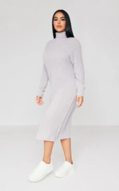 Petite Grey Roll Neck Oversized Midi Sweatshirt Dress -Women Clothing Shop 83f8530f779de2cd64f35a8cf0a57e464df0c9f1 cmz3650 3