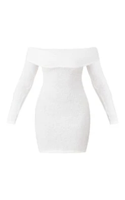 White Eyelash Knit Bardot Bodycon Dress -Women Clothing Shop 840bfb5fee4b984fb854233d46a7ed114ae860f3 cnd4405 5