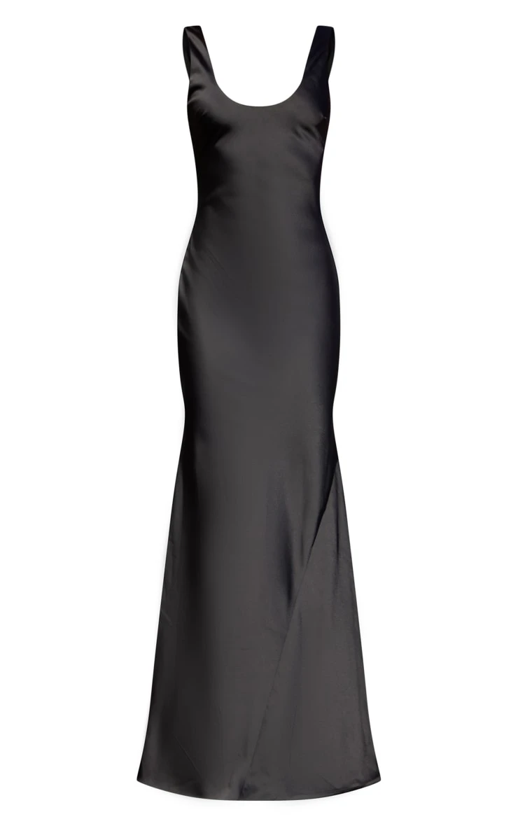 BRIDAL Black Satin Scoop Back Maxi Dress 7 BRIDAL Black Satin Scoop Back Maxi Dress - Image 5