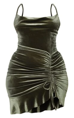 Plus Olive Velvet Strappy Ruched Frill Hem Bodycon Dress -Women Clothing Shop 8c91e97f1eedfe980277939e5cbba131bfd6c935 cmt8703 6