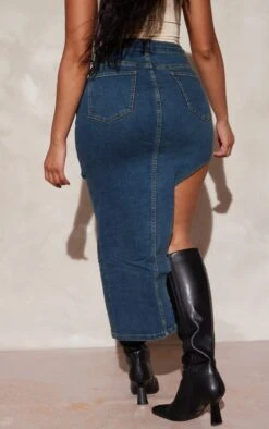 Shape Indigo Vintage Wash Denim Split Side Midaxi Skirt -Women Clothing Shop 8df8f13fe66cdbbd74f9cffa820d3142823fac76 cnd2506 3