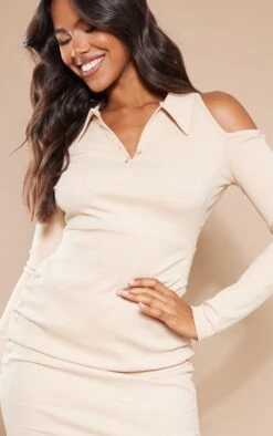 Sand Rib Drop Sleeve Ruched Bodycon Dress 10 Sand Rib Drop Sleeve Ruched Bodycon Dress -Women Clothing Shop 93e8b4d806c9d12d06b14be57923111d5ae221ed cnb3592 4