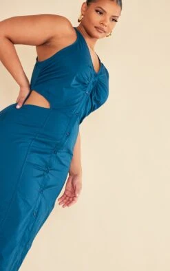 Plus Petrol Blue Poplin Sleeveless Shirt Midi Dress -Women Clothing Shop 986a17786dffa2f5e2c33d273cc631799e28ed37 cnc9717 4