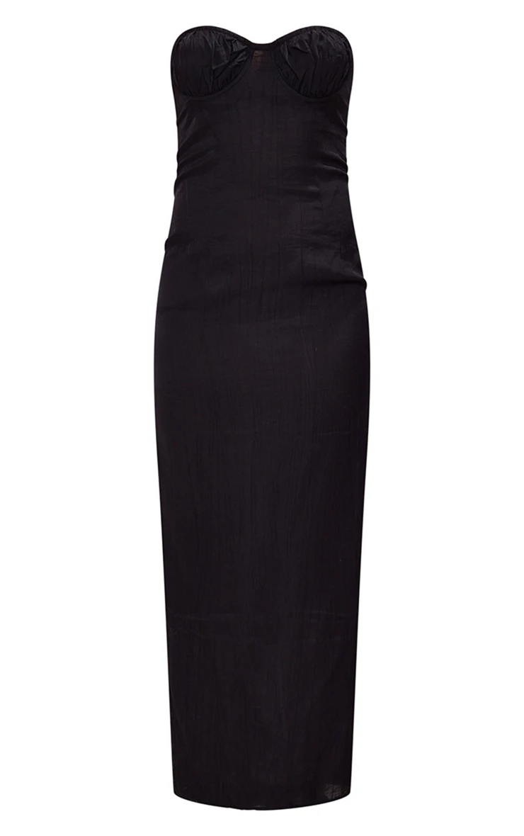 Black Textured Sheer Bandeau Underwired Midaxi Dress 7 Black Textured Sheer Bandeau Underwired Midaxi Dress - Image 5