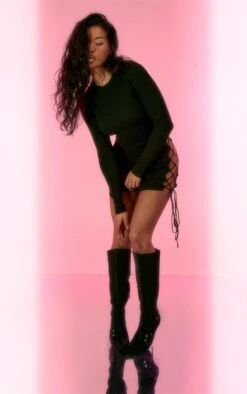 Black Lace Up Back Knitted Mini Dress -Women Clothing Shop 9cbb79fab8bebe9a45592304ee809700cf23c332 cnc3226 3