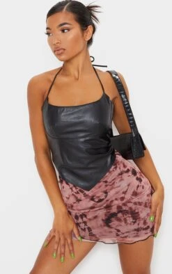 Pink Tie Dye Mesh Lettuce Hem Mini Skirt -Women Clothing Shop 9eb41e81b9b115127f7a563b7a373a6943b2d322 cmn3091 4