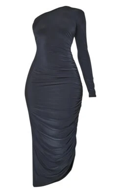 Black One Shoulder Ruched Side Slinky Midaxi Dress -Women Clothing Shop a04ffccb10da537f42d8f5659cae690e9a97375d cnb8012 5