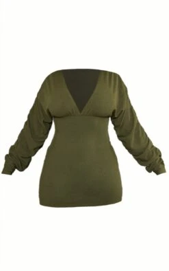 Shape Khaki Soft Rib Plunge Ruched Sleeve Bodycon Dress 11 Shape Khaki Soft Rib Plunge Ruched Sleeve Bodycon Dress -Women Clothing Shop a161c1f9d1c4a499b6b1f9bb8c982ba7156cc397 cnc8816 5