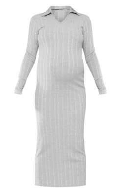 Maternity Light Grey Ribbed Polo Neck Maxi Dress -Women Clothing Shop a423ff9dae6bf946b45628ddc1fa5236d3366e13 cnd3129 5