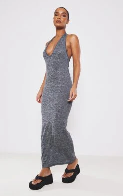 Charcoal Marl Halterneck Maxi Dress -Women Clothing Shop a64935e7654a78913a8d98f91c24a53933bba182 cnd8868 3