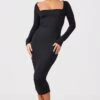 Black Square Neck Long Sleeve Midaxi Dress -Women Clothing Shop a7547ff93b5b0f2d51f890eb55a536be01d917af clv3170 1