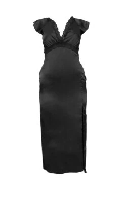 Black Lace Trim Cap Sleeve Split Detail Satin Midi Dress -Women Clothing Shop a883a02cd3827aacf2a2d18d67ba59c5faca99c4 cnb9601 5