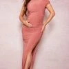 Maternity Deep Rose Slinky Asymmetric Hem Maxi Dress -Women Clothing Shop a883d4786cc7236a0a39930336c05fc5fb7a09de cne2362 1