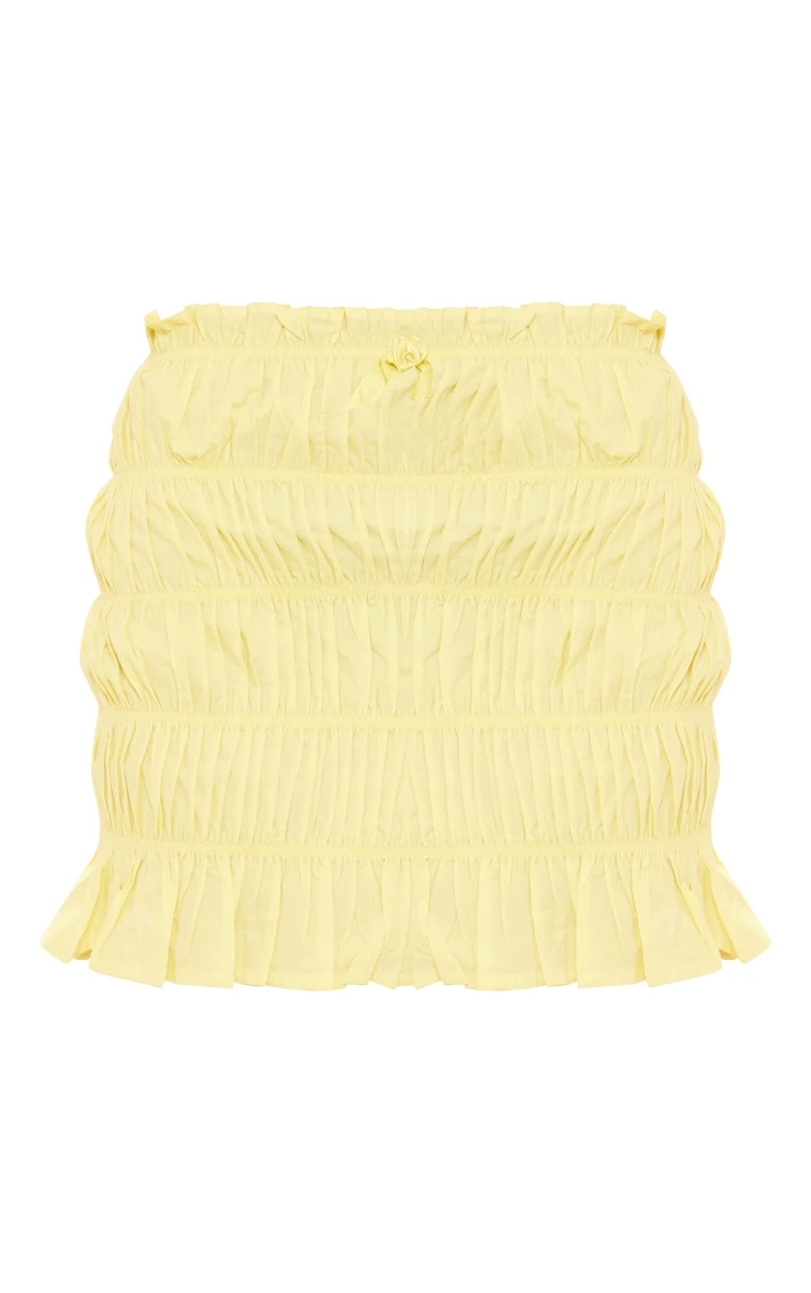Yellow Cotton Extreme Ruched Mini Skirt 8 Yellow Cotton Extreme Ruched Mini Skirt - Image 6