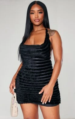 Shape Black Textured Cowl Backless Bodycon Dress -Women Clothing Shop ac555bb92987e627b0ffbd65068bf7fb00d6d0e0 cnb7716 3