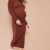 Maternity Chocolate Long Sleeve Ribbed Midi Dress -Women Clothing Shop aca0515ac68cb7a4f239f34d0cea8eca6a6c4335 cnd2167 1