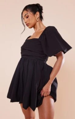 Black Puff Sleeve Ruched Puffball Shift Dress 8 Black Puff Sleeve Ruched Puffball Shift Dress -Women Clothing Shop ae13b38f490a1caf23440c87274e3350cba77168 cnd0512 3