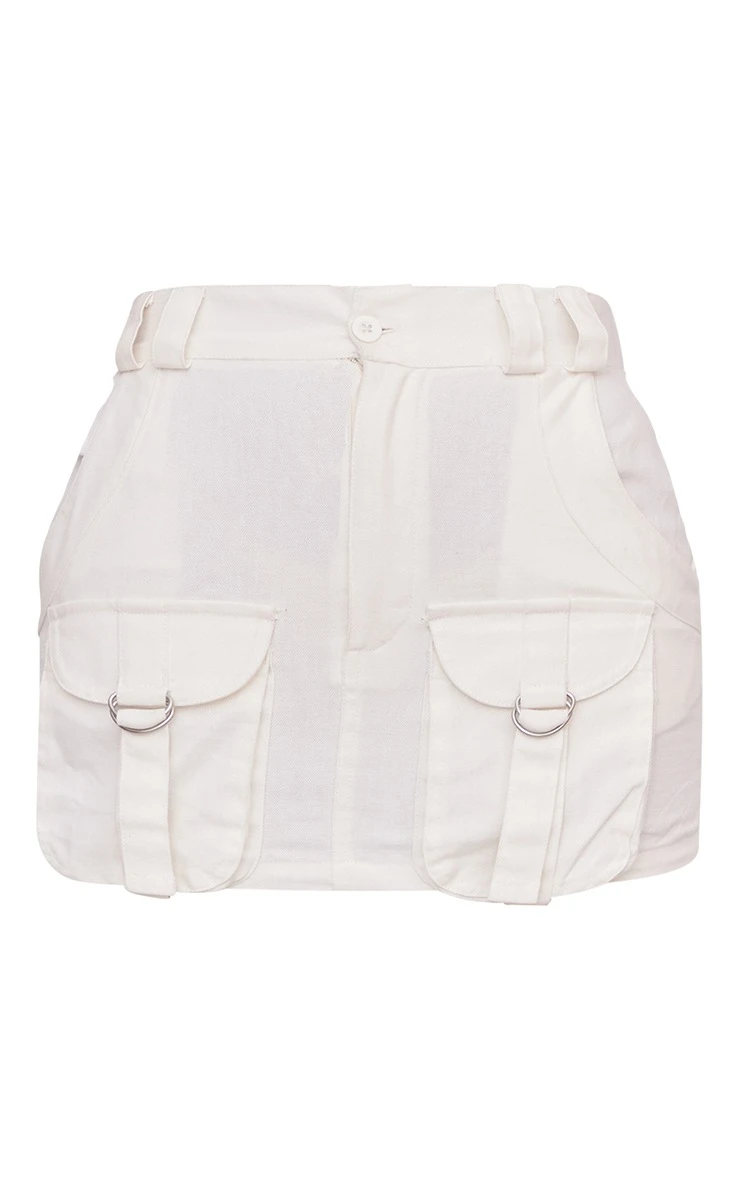 Cream Cargo Pocket Detail Micro Mini Skirt 7 Cream Cargo Pocket Detail Micro Mini Skirt - Image 5
