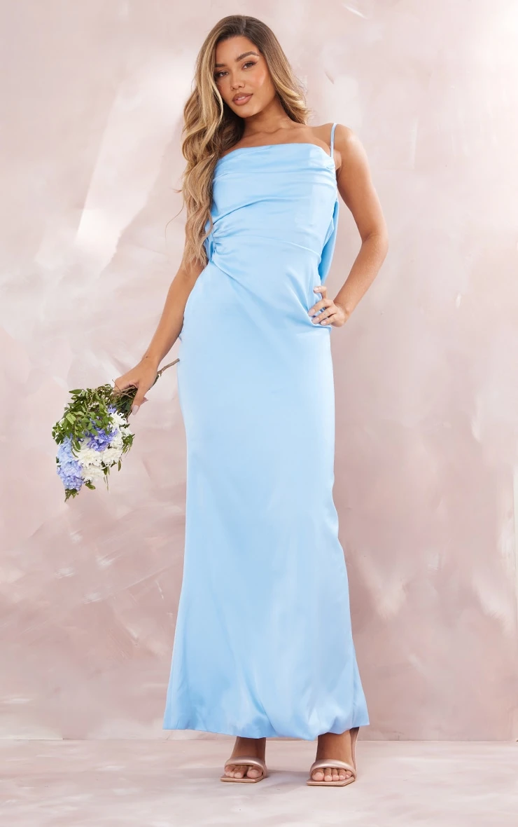 BRIDAL Blue Cowl Back Strappy Maxi Dress 4 BRIDAL Blue Cowl Back Strappy Maxi Dress - Image 2