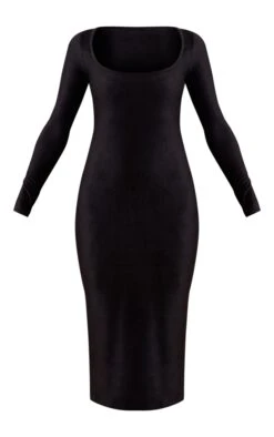 Black Velour Rib Long Sleeve Midaxi Dress -Women Clothing Shop b276da42f0f7c747e98624ee8106696e8c90800a cna8252 5