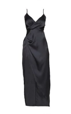 Petite Black Satin Wrap Detail Maxi Dress -Women Clothing Shop b62367d310d8772b566612beaf437b5d663f830f cme0721 6