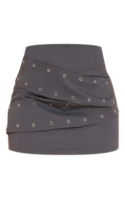 Charcoal Eyelet Detail Twill Layered Micro Mini Skirt -Women Clothing Shop b7698a064f435329b914a5f9003ab831e5e058a2 cnd4098 6