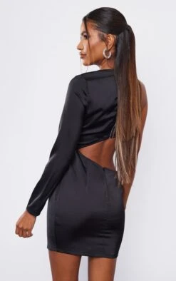 Black Satin One Shoulder Cup Detail Bodycon Dress -Women Clothing Shop bc7c013da43c60108a779581ebe04b080eed284b cnb0761 2