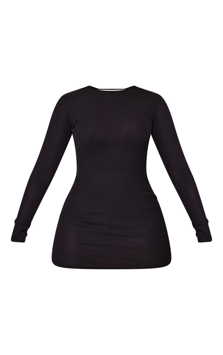 Shape Black Brushed Rib Cut Out Back Bodycon Dress 7 Shape Black Brushed Rib Cut Out Back Bodycon Dress - Image 5
