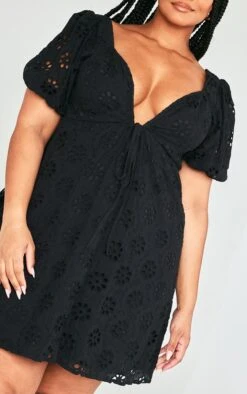 Plus Black Broderie Anglaise Puff Sleeve Shift Dress -Women Clothing Shop c09d8045295052a17856ed528f11b9bdb028cce1 cnd4862 4