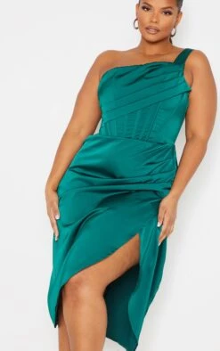 Plus Emerald Green Satin Drape Detail Side Split Midi Dress -Women Clothing Shop c2c8cd7ec06d638893469deb36d94ea69ec30418 cmu5773 5