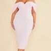 Plus Baby Pink Textured Bardot Midi Dress -Women Clothing Shop c37169cb099563ffd2c48547faa3795896678fb6 cnd2790 1