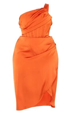 Plus Orange Satin Drape Detail Side Split Midi Dress -Women Clothing Shop c4397957e1016bab816d14eacd584d061a4b8ecf cmu5772 6