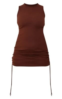 Plus Chocolate Extreme Racer Neck Ruched Bodycon Dress -Women Clothing Shop c4c518701535a71fd2a999c5382c047ab08f33fb cnb7965 5
