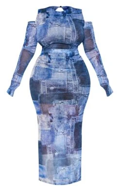 Plus Blue Denim Printed Mesh Cold Shoulder Maxi Dress 11 Plus Blue Denim Printed Mesh Cold Shoulder Maxi Dress -Women Clothing Shop c64dbbfd2016d13848126c693b42a75922dd7ccc cnc0704 5