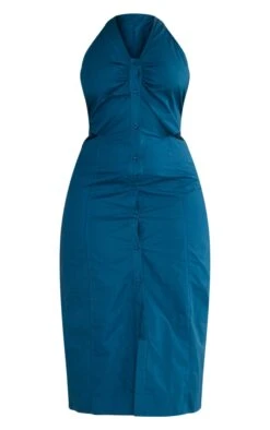 Plus Petrol Blue Poplin Sleeveless Shirt Midi Dress -Women Clothing Shop c86ee04bd5f6f8a4dbfae1e6098363ae4a03b517 cnc9717 5