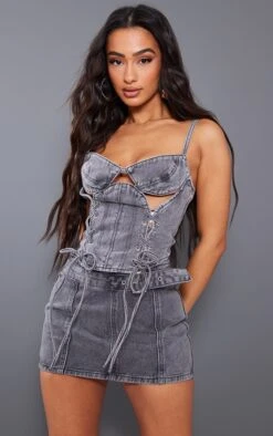 Petite Grey Acid Wash Denim Buckle Detail Mini Skirt -Women Clothing Shop c88a73c91fd7593cb36a2a4bd5e47827e235366f cnb9853 4