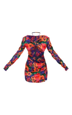 Multi Floral Print Long Sleeve Split Skirt Ring Detail Bodycon Dress -Women Clothing Shop c92e1090a4a36033206e7d0d10fe744980837d77 cmw9571 6