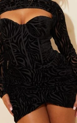 Shape Black Textured Velvet Corset Detail High Neck Bodycon Dress -Women Clothing Shop cc045110c8484616985078bab66f6ebc6b7e439a cmu3807 5