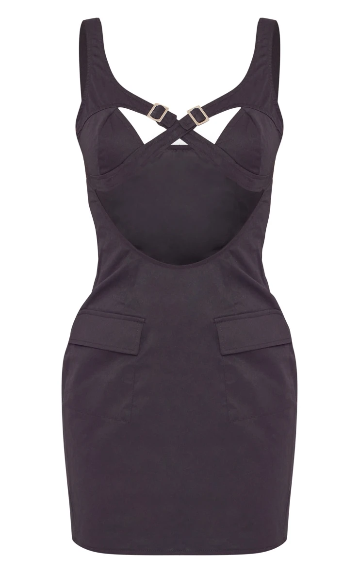 Black Woven Buckle Trim Cargo Style Bodycon Dress 7 Black Woven Buckle Trim Cargo Style Bodycon Dress - Image 5