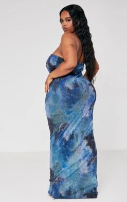 Plus Blue Abstract Print Mesh Bandeau Midaxi Dress -Women Clothing Shop ceda61d25f985b0bc3402469ef5c6c9c4f182056 cna9994 2