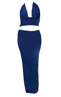 Navy Slinky Cowl Neck Cut Out Midi Dress -Women Clothing Shop ceef633c30a88905ba7e33b0426677ac14cb73a4 cnc5925 5