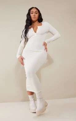 Shape Ecru Ribbed Button Front Long Sleeve Midaxi Dress -Women Clothing Shop d3f23d26797bb5c93474c2a9548095250d87eba2 cnb7783 3