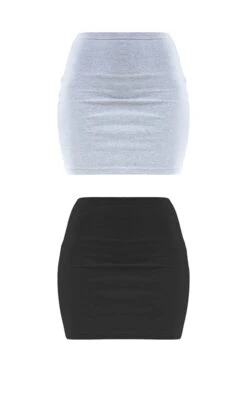 Black And Grey Basic Cotton Blend Jersey 2 Pack Mini Skirt -Women Clothing Shop d485d36821529923077024e03476a7539fc41c8b cmp0772 6