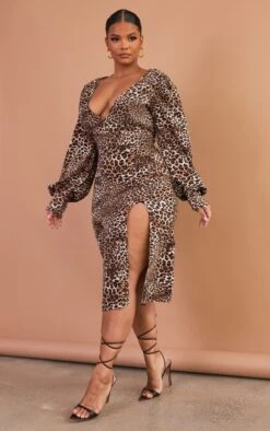 Plus Leopard Plunge Side Split Midi Dress -Women Clothing Shop d4eec0ac3c20527ed24d80dd291ff6e26c5f619d cmw2874 4