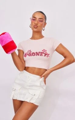 Cream Cargo Pocket Detail Micro Mini Skirt